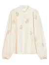 Max Mara Light Cotton Satin Shirt In Neutral