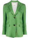 Max Mara Light Green Single-breasted Linen Blazer In Light Green