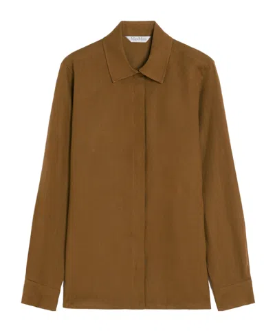 Max Mara Light Linen Shirt In Tobacco Color