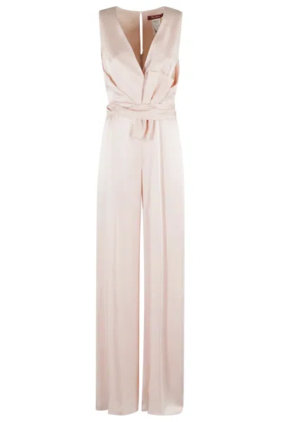 Max Mara Light Pink Satin Pomez Jumpsuit In Nude