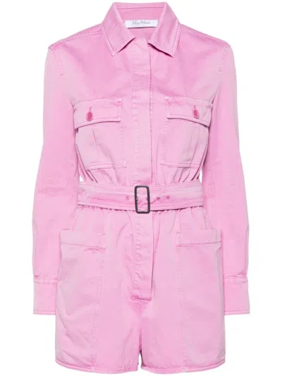 Max Mara Light Purple Cotton Short Jumpsuit In Peony