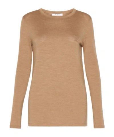 Max Mara Light Wool Jersey T-shirt In Camel