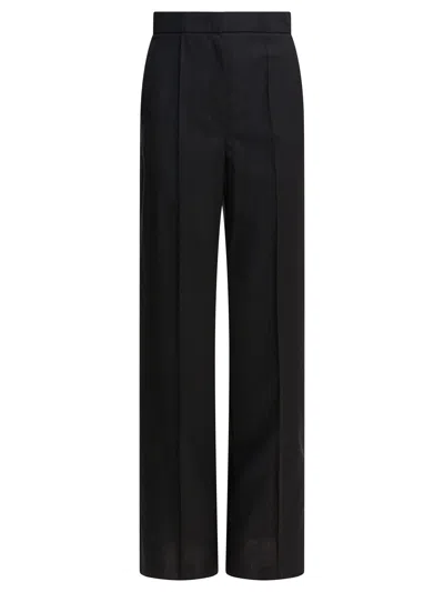 Max Mara Light Wool Straight Trousers In Black