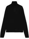 Max Mara Cashmere Blend Turtleneck Sweater With Ribbed Trim In Black  