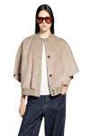 Max Mara Jacket With Front Pockets And High Collar In Neutral