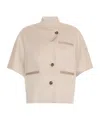 Max Mara Short Sleeve Asymmetric Neck Textured Coat In Neutral