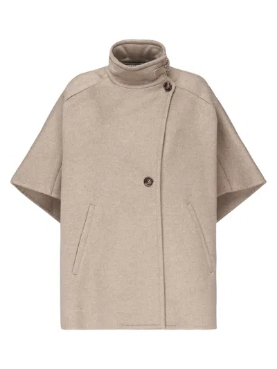 Max Mara Lightweight Cashmere Drap Cape In Animal Print