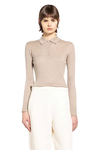 Max Mara Lightweight Cashmere Silk Polo In Sand