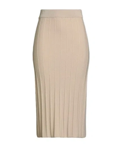 Max Mara Lightweight Knit Midi Skirt In Neutral