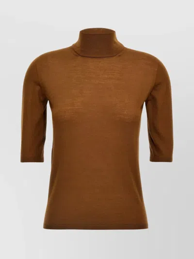 MAX MARA LIGHTWEIGHT KNIT TURTLENECK SWEATER WITH 3/4 SLEEVES