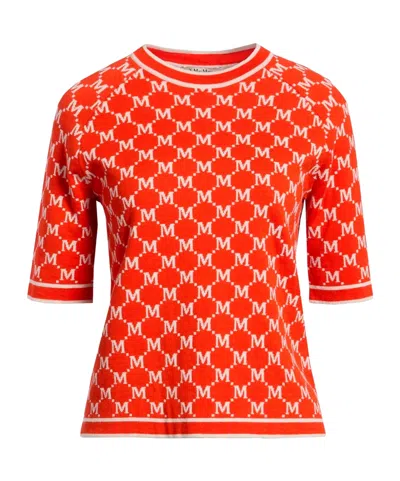 Max Mara Lightweight Knitted Short Sleeve Top In Red
