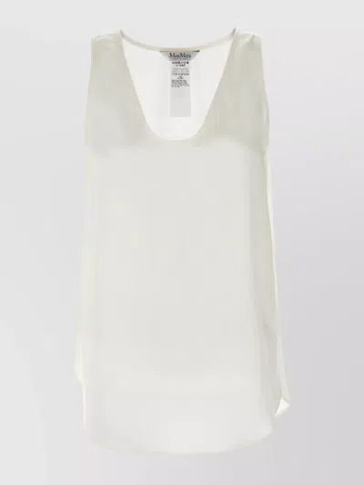 Max Mara Lightweight Scoop Neck Sleeveless Top In White