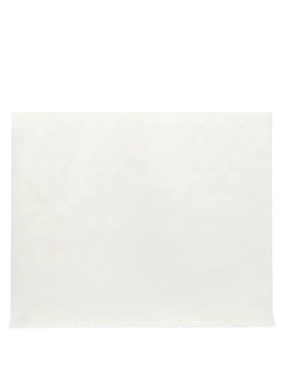 Max Mara Lightweight 'umes' Scarf In White Wool And Silk Blend