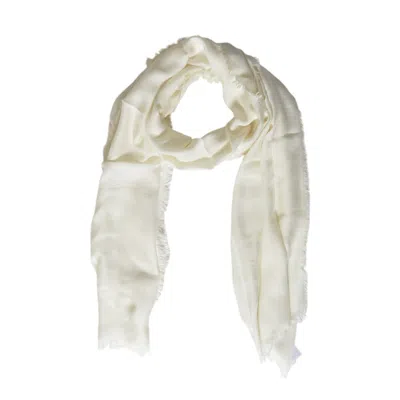 Max Mara Lightweight White Scarf With Delicate Fringe Detail In Gray