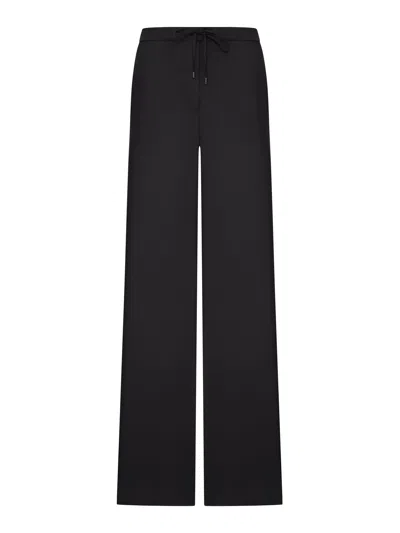 Max Mara Lightweight Wool Canvas Trousers In Black
