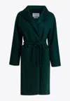 Max Mara Midi Coat With Belted Waist And Pockets In Multi