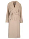 Max Mara Women's Beige Double-breasted Coat In Pink