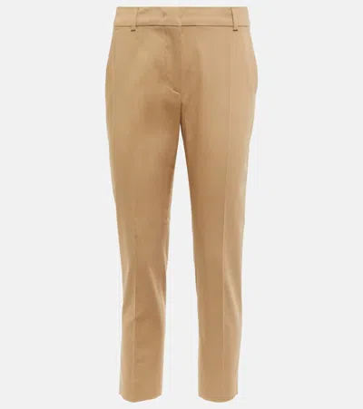 Max Mara Lince Slim Cotton Pants In Legno