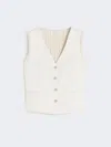 Max Mara Beige Linen And Cable Knit Mxmcalibri Vest In White