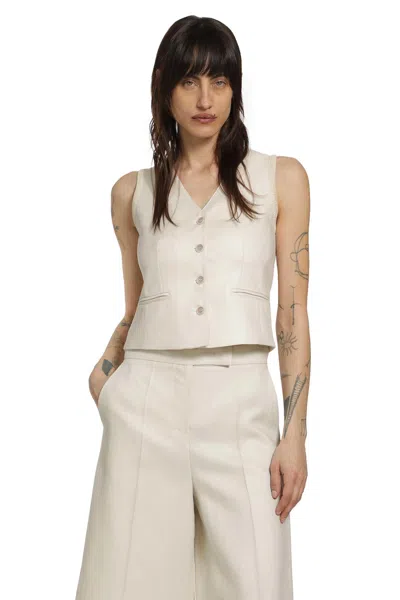 Max Mara Linen And Cable-knit Gilet In White