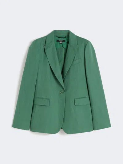 Max Mara Linen And Cotton Canvas Blazer In Green