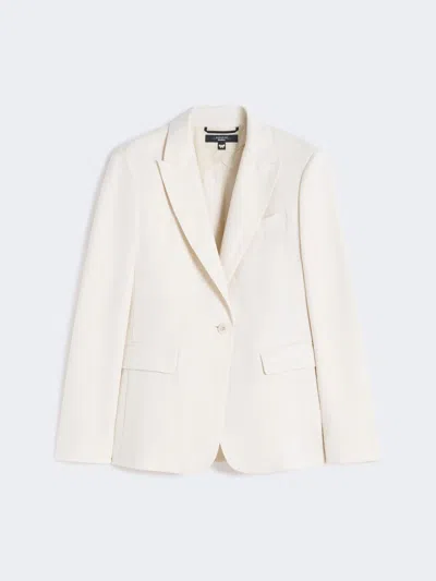 Max Mara Linen And Cotton Canvas Blazer In White