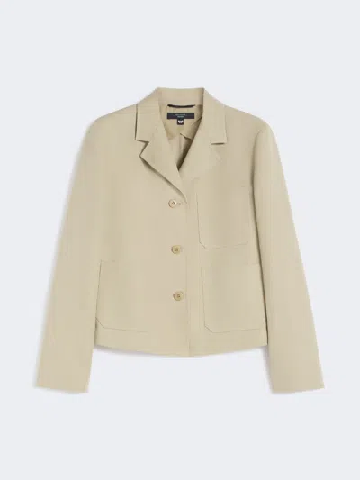 Max Mara Linen And Cotton Canvas Single-breasted Jacket In Brown