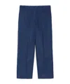 Max Mara Linen And Cotton Cigarette Pants In Blue