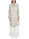 Max Mara Double Breasted Linen Jersey Coat In Beige