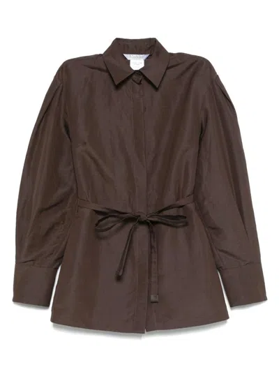 Max Mara Linen And Silk Blend Jacket In Brown