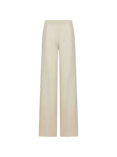 Max Mara Linen And Silk Blend Trousers In Neutral