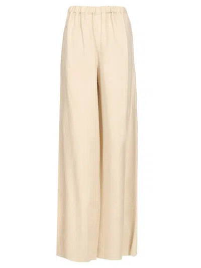 Max Mara Linen And Silk Trousers Beige In Neutral