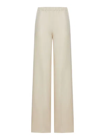 Max Mara Linen And Silk Trousers In Nude