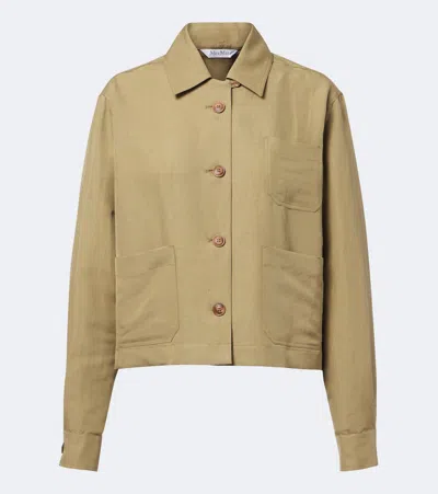 Max Mara Linen And Silk Twill Blouson Jacket In Neutral