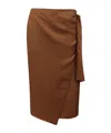 Max Mara Tequila Skirt In Linen And Silk Twill In Brown