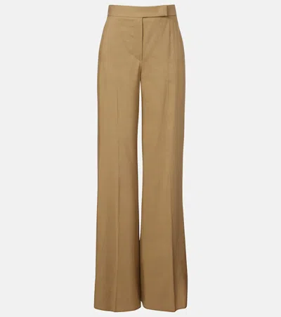 Max Mara Linen And Silk Twill Wide-leg Pants In Neutral