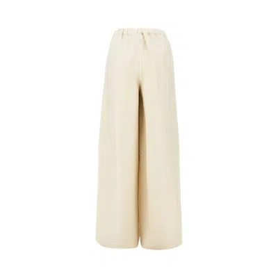 Max Mara Linen And Silk Wide Leg Pants In Neutral
