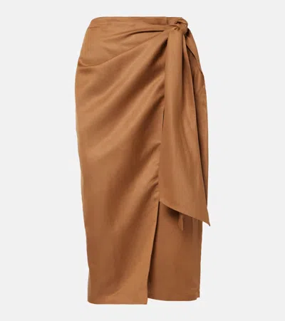 Max Mara Wickelrock Aus Leinen Und Seide In Braun