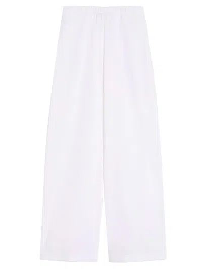 Max Mara Linen And Viscose Canvas Trousers In White
