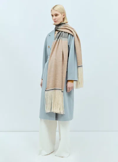 Max Mara Linen And Wool Stole In Cream