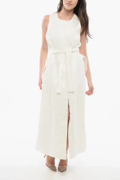 Max Mara Linen Aureo Dress In White