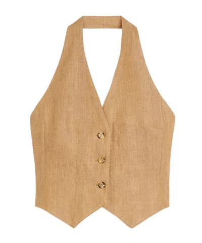 Max Mara Linen Batavia Waistcoat In Brown