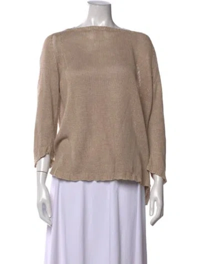 Pre-owned Max Mara Linen Bateau Neckline Sweater In Brown