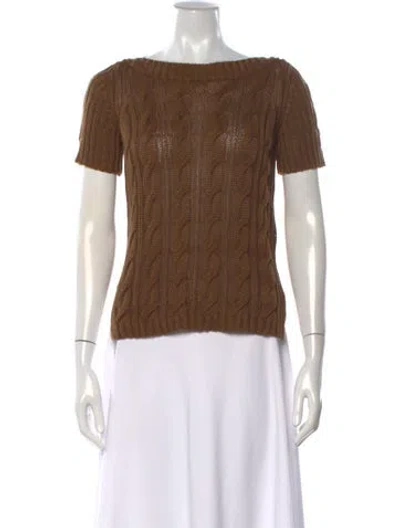 Pre-owned Max Mara Linen Bateau Neckline Sweater In Brown