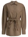 Max Mara Affari Belted Buttoned Shirt In Green