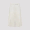 Max Mara Beige Linen Twill Mxmkaki Bermuda Shorts In White
