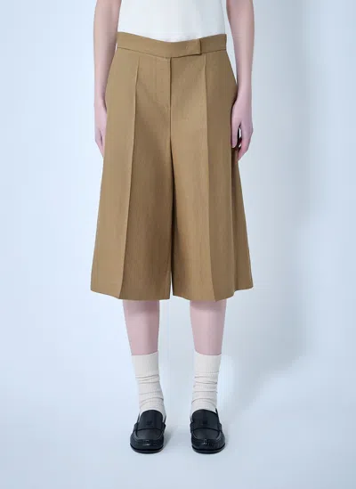 Max Mara Linen Bermuda Shorts In Brown