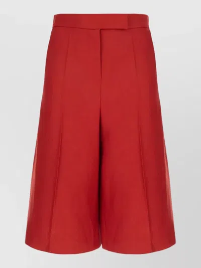 Max Mara Linen Bermuda Shorts Pleated Belt Loops Pockets In Red