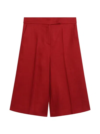 Max Mara Linen Bermuda Shorts In Red