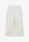 Max Mara Beige Linen Twill Mxmkaki Bermuda Shorts In White